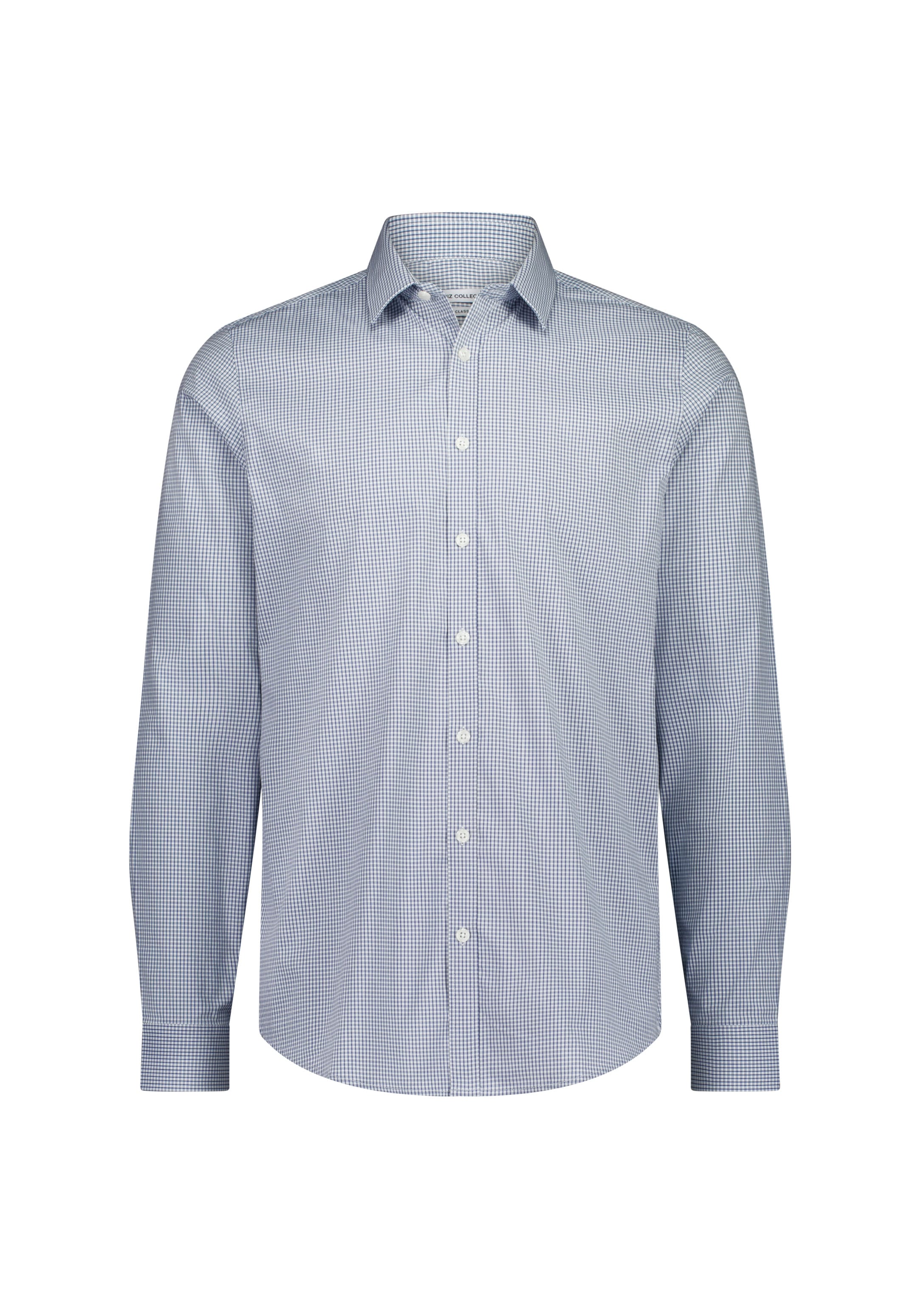 Biz Collection Men’s Fitzroy Slim Fit Long Sleeve Shirt S625M White/Navy Check / XS